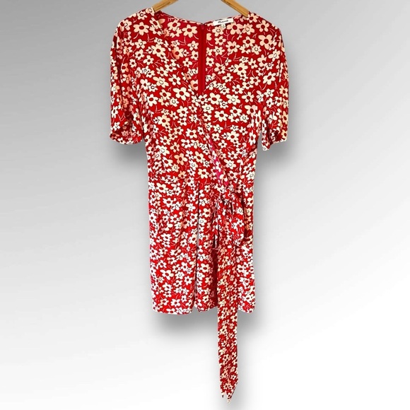 Madewell Pants - Madewell Wrap Front Romper In Mini Daisy Red Nude.